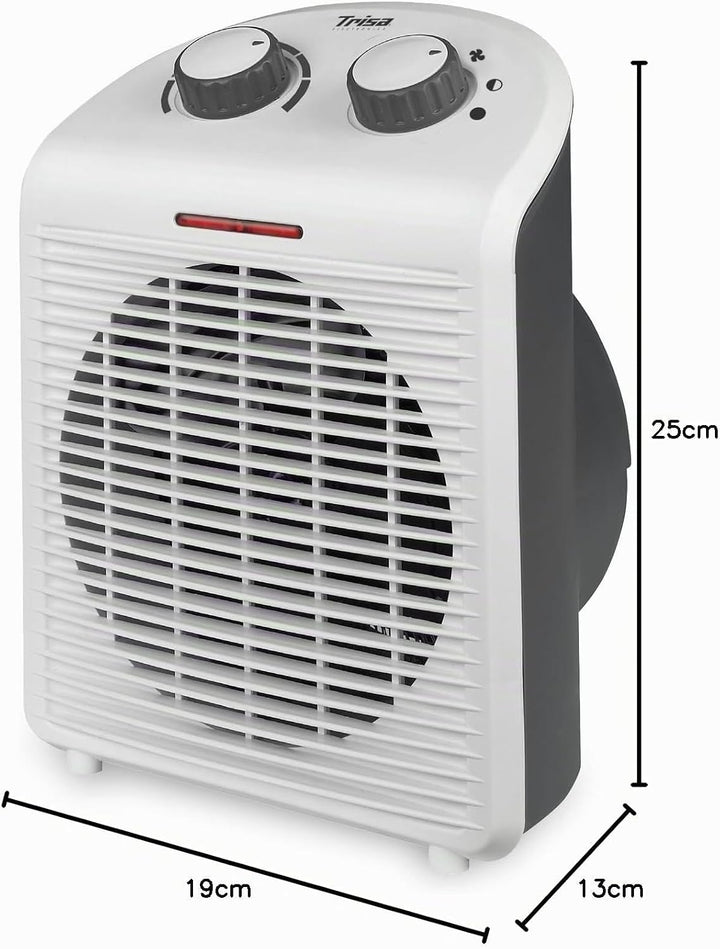 Trisa Heizlüfter - 2 Heizstufen 1000W/2000W, Ventilator für Kühl- &amp; Warmluft, Thermostat, Überhitzun