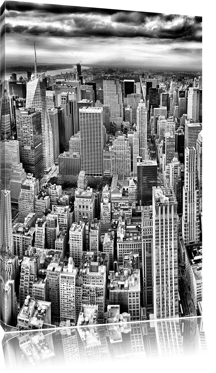 Pixxprint Monocrome, New York Skyline Black and White, Format: 100x70 auf Leinwand, XXL riesige Bild