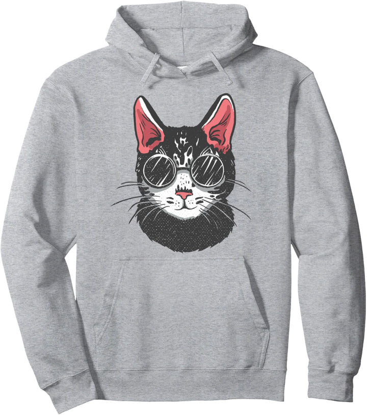 Coole schwarze Katze mit Sonnenbrille | Lustige Katze Retro Pullover Hoodie