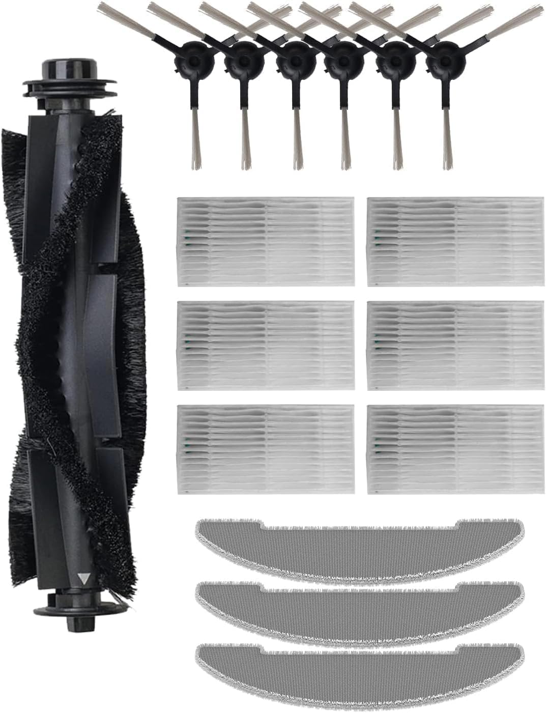 Vexilar Zubehör für W9, W11, W15 Staubsaugerroboter (1 Hauptbürste, 6 Seitenbürsten, 6 HEPA-Filter,