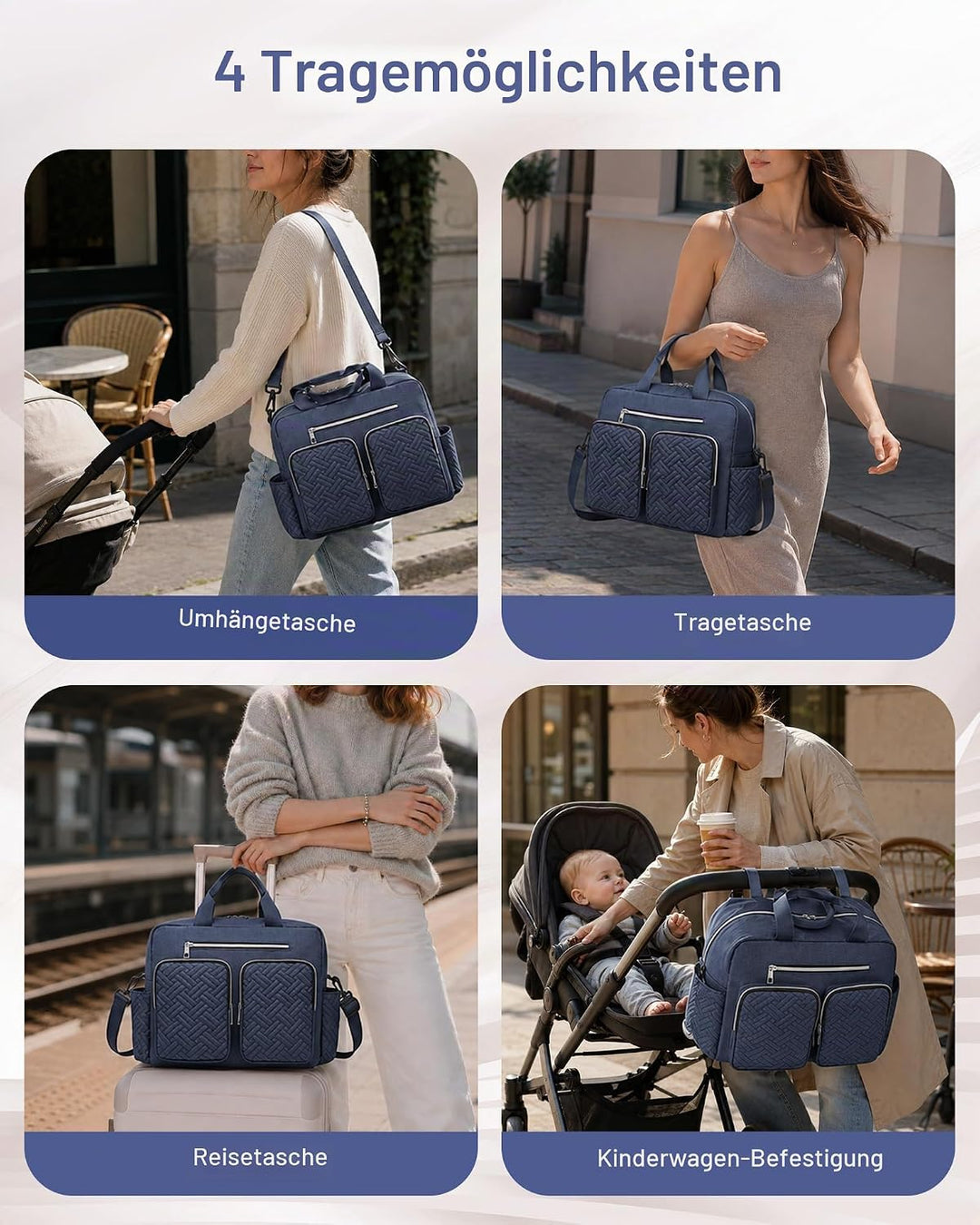 KONO Baby-Wickeltasche, stilvoll, für Mama und Papa, wandelbare Reisetasche mit isolierten Taschen G