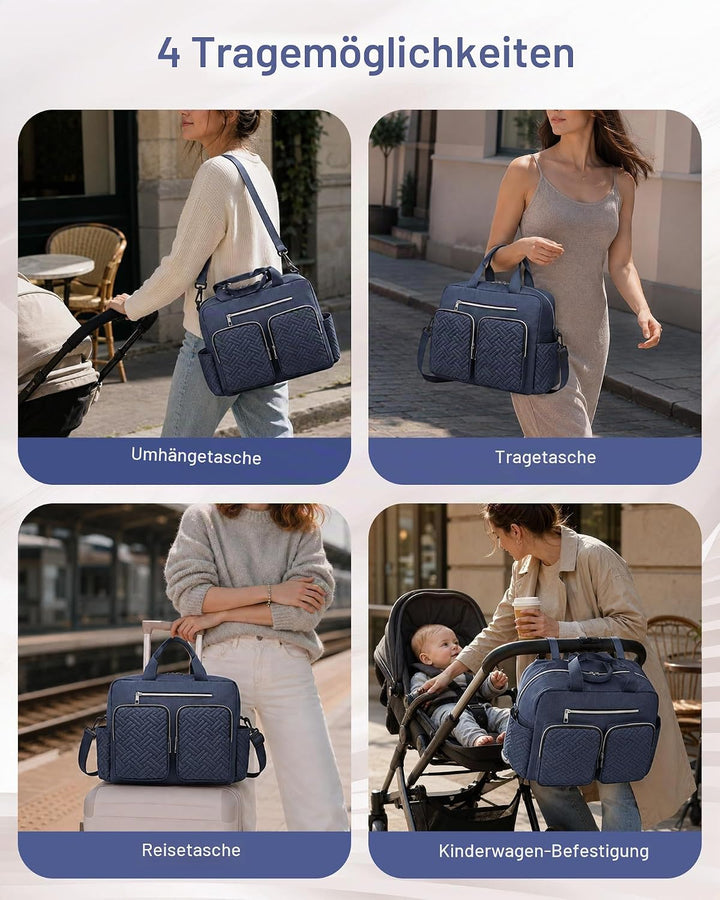 KONO Baby-Wickeltasche, stilvoll, für Mama und Papa, wandelbare Reisetasche mit isolierten Taschen G