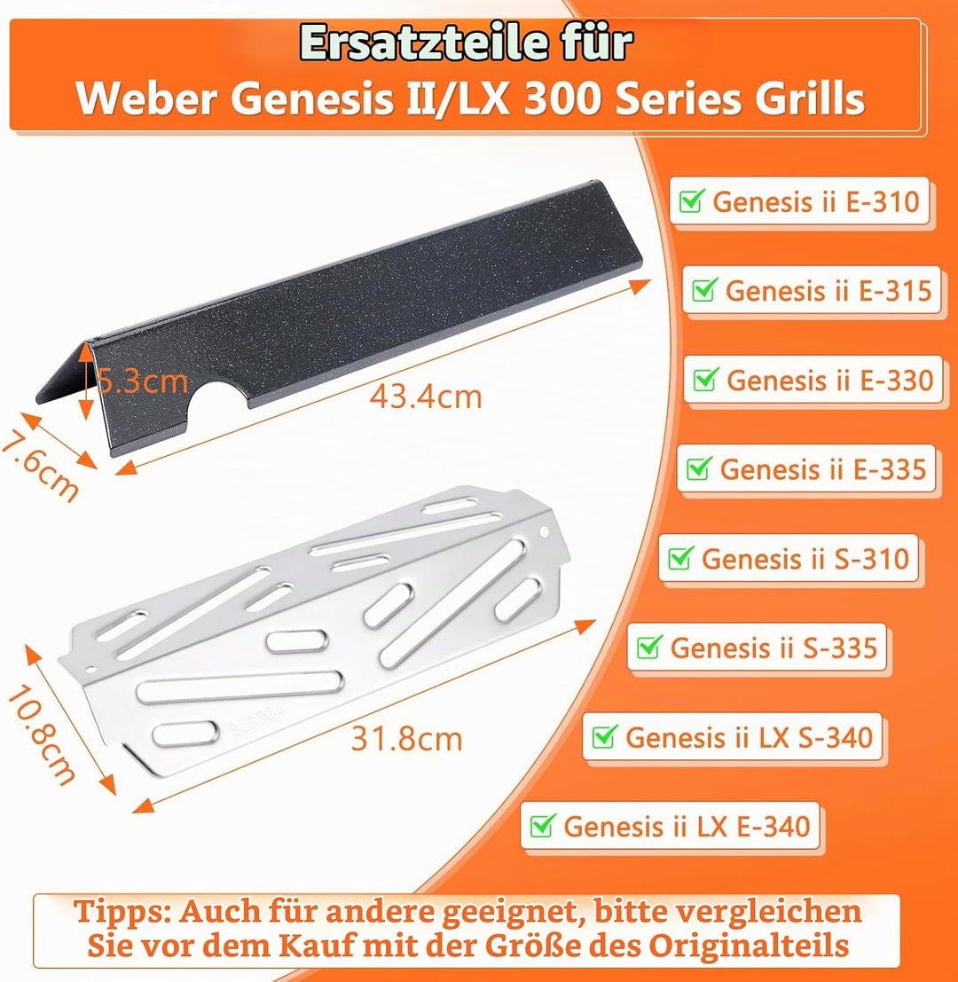 Denmay Flavorizer Bars 66032 und Wärmeabweiser 66040 für Weber Genesis II E-310, II E-330, II E-335,