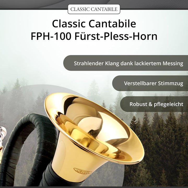 Classic Cantabile FPH-100 Fürst-Pless-Horn (B-Stimmung, Messing, mit Mundstück und Tasche)