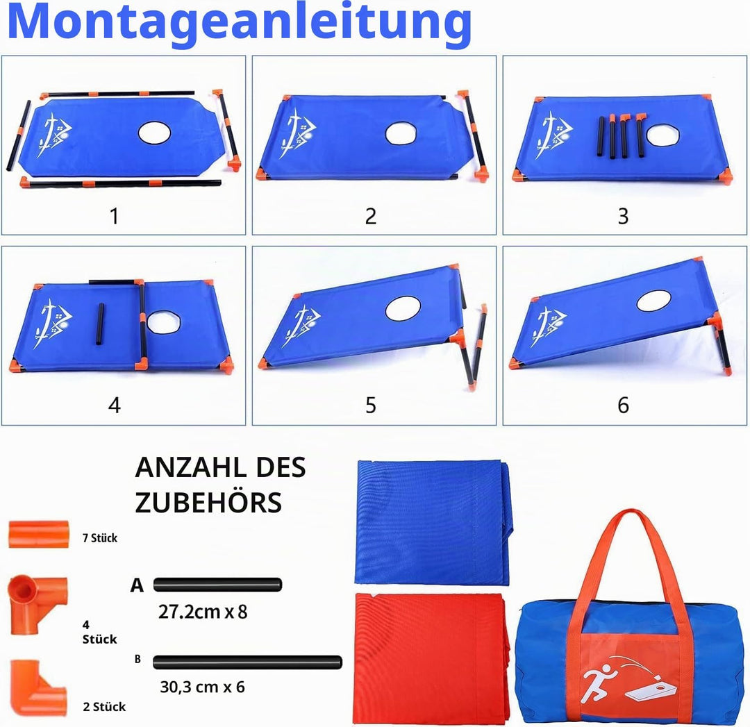 Tragbar Cornhole Spiel Outdoor Cornhole Säckchen mit PVC gerahmt, 8 Bohnensäcke und Tragetasche für