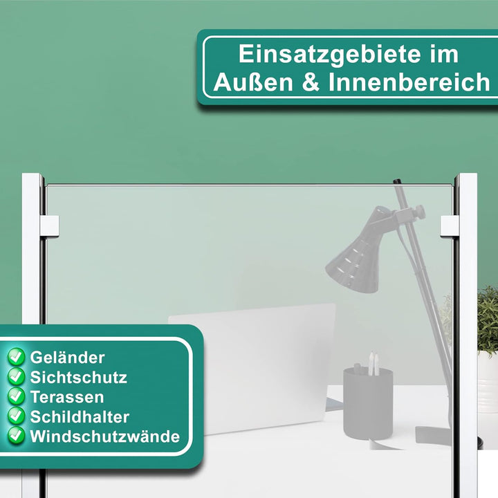 PRIOstahl Glashalter 4 Stück Glasklemmen Klemmhalter Glasplattenhalter Eckig 30 x 30 x 18 mm Anschlu