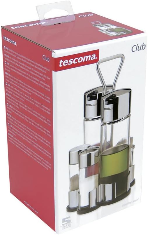 Tescoma Tischset Essig-Öl-Salz-Pfeffer-Zahnstocher, Grau, 49.5 x 26.5 x 26 cm, 49.5 x 26.5 x 26 cm