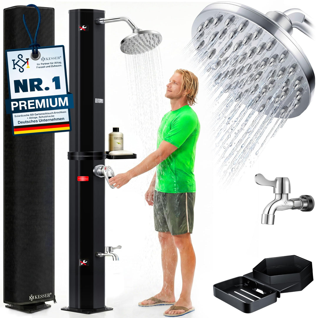 KESSER® Solardusche 60L Gartendusche, Solar Dusche für Garten & Pool mit warmem Wasser, Pooldusche o