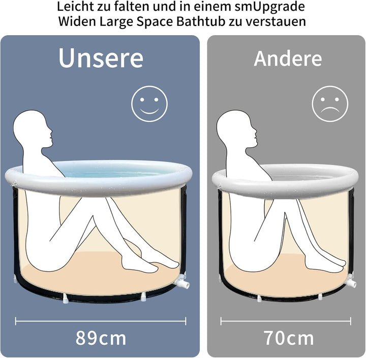 Faltbare Eistonne 89x55cm Eisbad Tonne Aufblasbar Badewanne für Erwachsene Klappbare Gross MäNner Ei