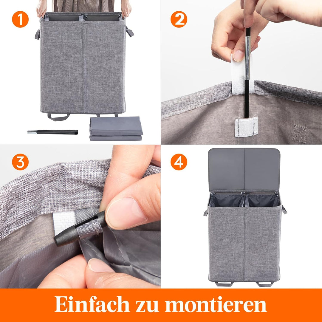 Lifewit 136L Doppelter Pfandflaschen Sammelbehälter mit Deckel und herausnehmbaren Flaschentasche, g