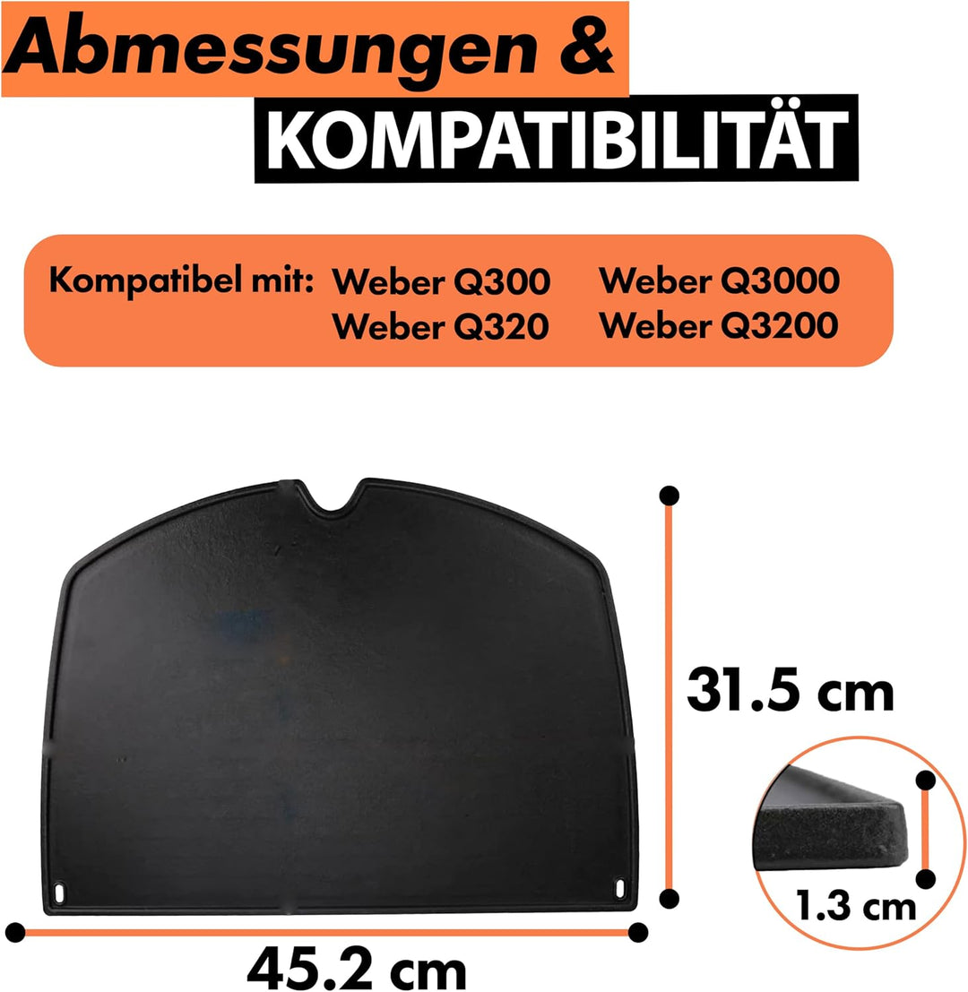 Plancha Q300 Q3000 Serie - Grillplatte Gusseisen Weber Q300 Q3000 - Weber Plancha 6506 - Herstellerq