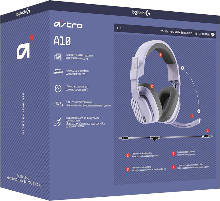 ASTRO A10 Gaming-Headset Gen 2 Kabelgebundenes Headset, Over-Ear-Gaming-Kopfhörer, Flip-to-mute-Mikr