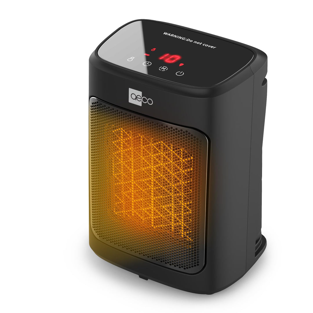 aeco EcoHeat Core 2000W Heizlüfter Energiesparend klein LED Touch ECO-Modus leise Mini Heater 24 Std