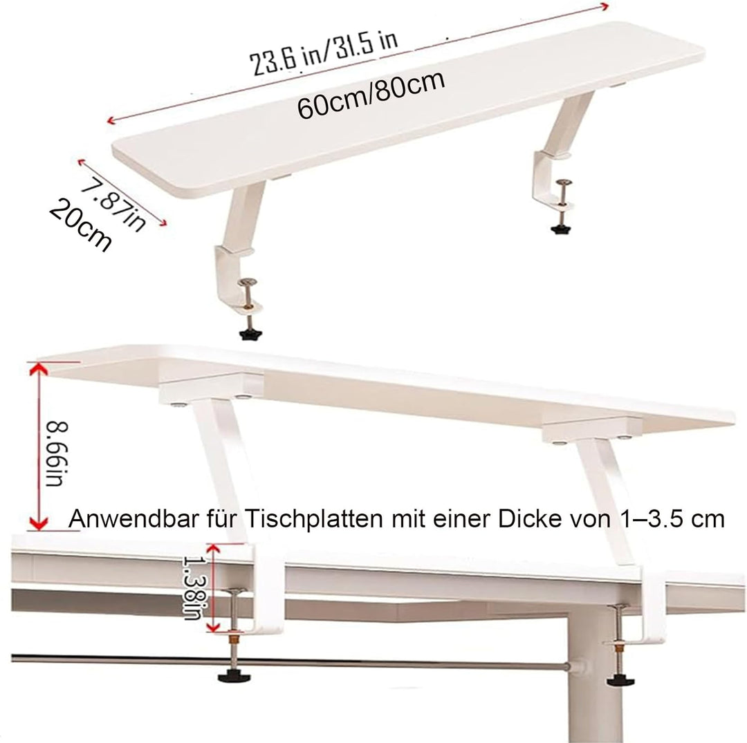 EZAYMSNY Klemmbares Schreibtisch Organizer Regal, Adjustable Desk Shelf Clamp Tischverlängerung Mobi