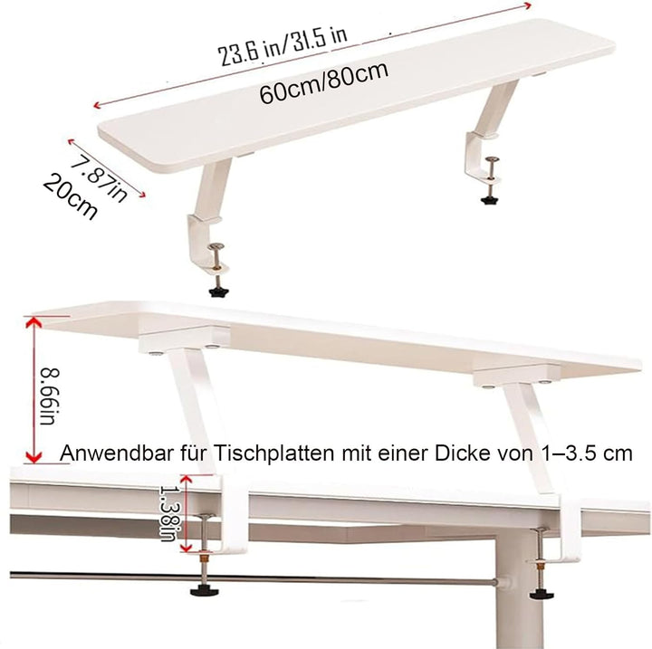 EZAYMSNY Klemmbares Schreibtisch Organizer Regal, Adjustable Desk Shelf Clamp Tischverlängerung Mobi