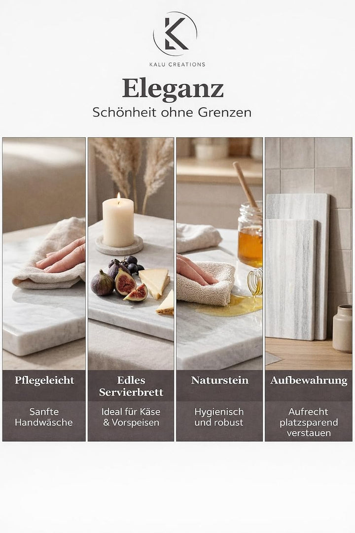 Little Marble Table Schneidebrett aus weissem Marmor, 30,5 x 20,3 cm, elegantes Tablett für Küche, S