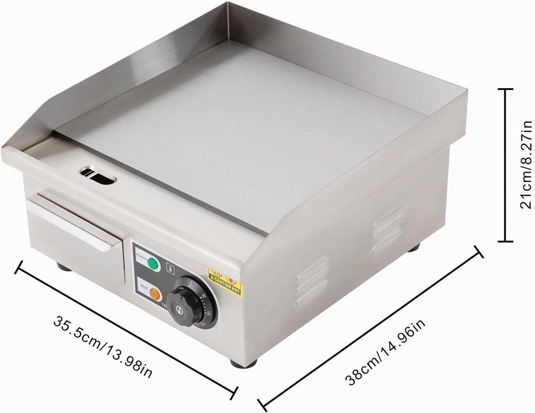 Elektrische Grillplatte 2000 W Kommerzieller Grill Einstellbare Temperatur von 50-300 °C Elektro-Fla