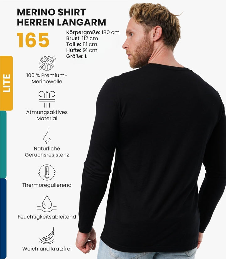 100% Merino Unterwäsche Herren - Merino Langarmshirt Herren Atmungsaktiv Und Feuchtigkeitsableitend