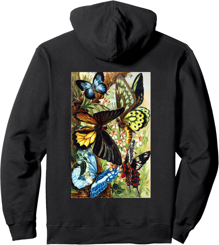 Bunte Schmetterlinge Bäume Blumen Natur Insekten Pullover Hoodie