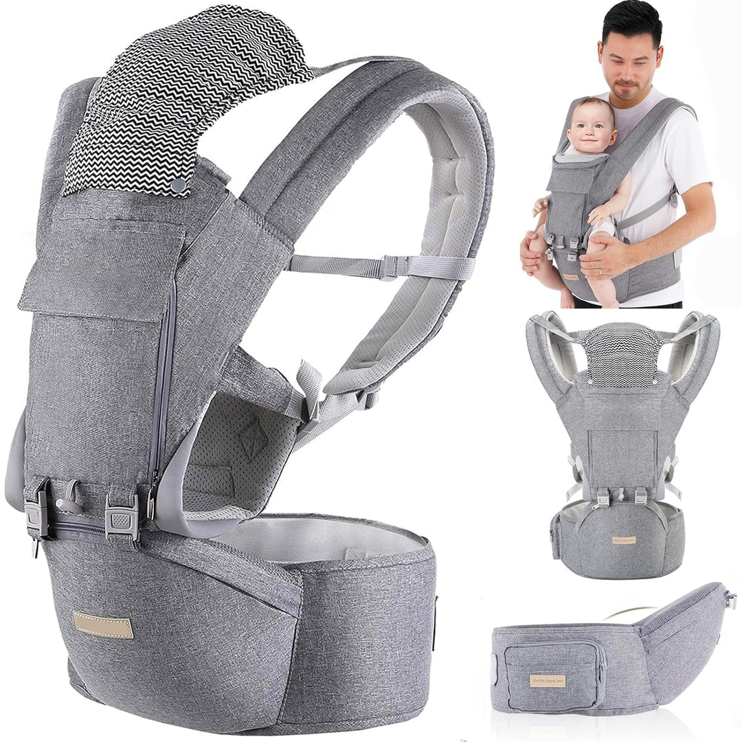 Babytrage Neugeborene ab Geburt 9-in-1 Babytrage Ergonomische Kindertrage mit M-Sitz, verstellbarer