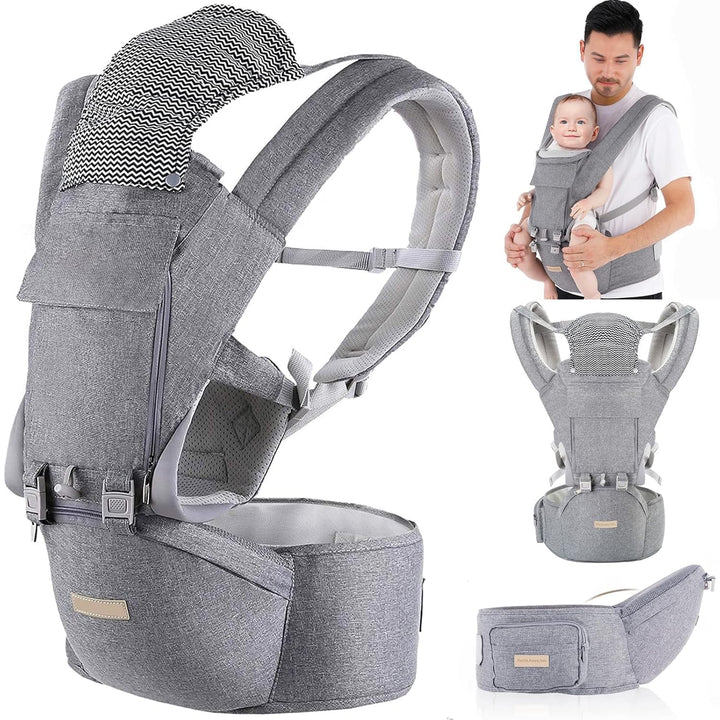 Babytrage Neugeborene ab Geburt 9-in-1 Babytrage Ergonomische Kindertrage mit M-Sitz, verstellbarer
