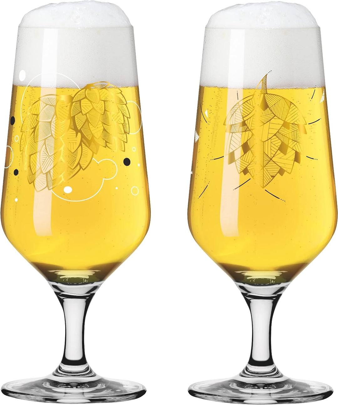 Ritzenhoff 3471001 Bierglas 300 ml – 2er Set – Serie Brauchzeit, Motiv Nr. 1 – Hopfen, mehrfarbig –