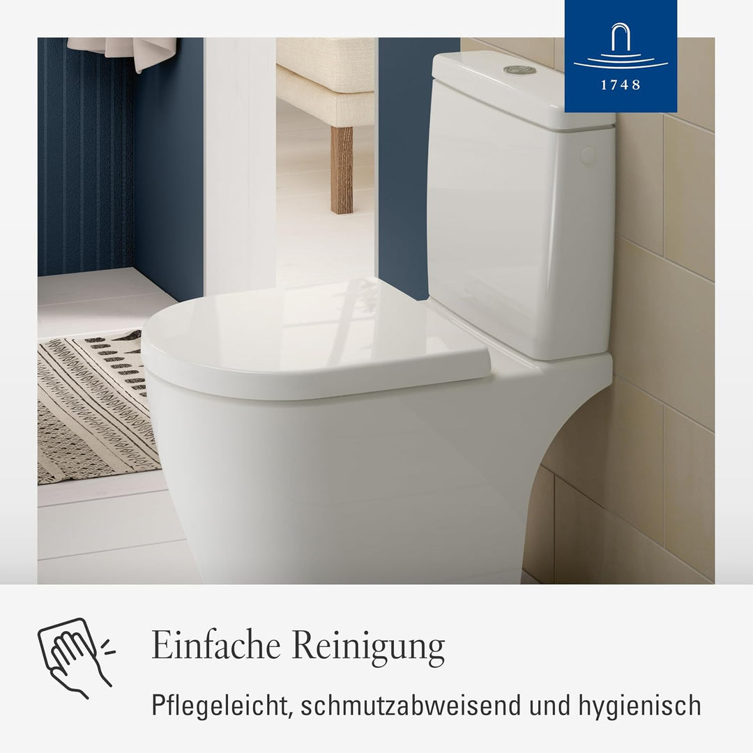 Villeroy & Boch WC-Sitz Avento - Toilettendeckel Weiss glänzend mit Absenkautomatik - Abnehmbarer, b