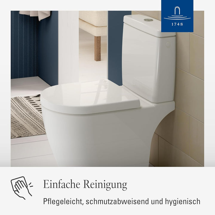 Villeroy & Boch WC-Sitz Avento - Toilettendeckel Weiss glänzend mit Absenkautomatik - Abnehmbarer, b