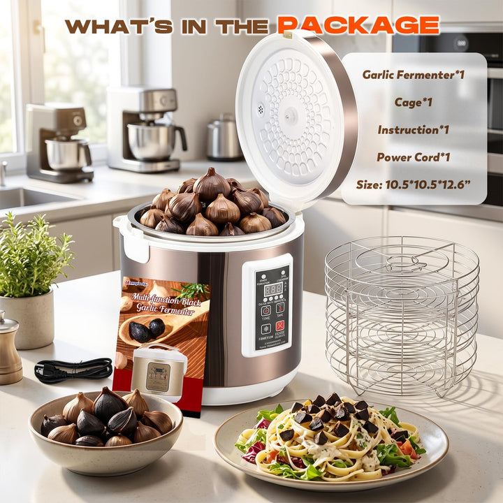 Moongiantgo 7.5L Schwarzer Knoblauchfermenter, Automatische Steuerung Knoblauchtopf Natto, Joghurt,