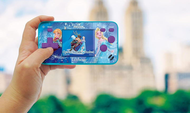 Lexibook JL1895FZ Frozen Cyber Arcade Pocket Tragbare Spielkonsole, 150 Gaming, LCD, Batteriebetrieb