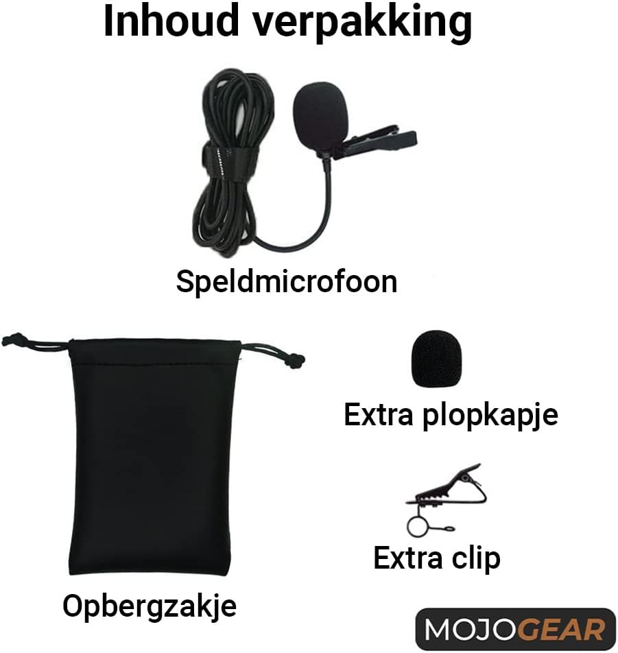 MOJOGEAR Pin-Mikrofon mit USB-C-Anschluss – 3 Meter Kabel – Ansteckmikrofon kompatibel mit Android-S