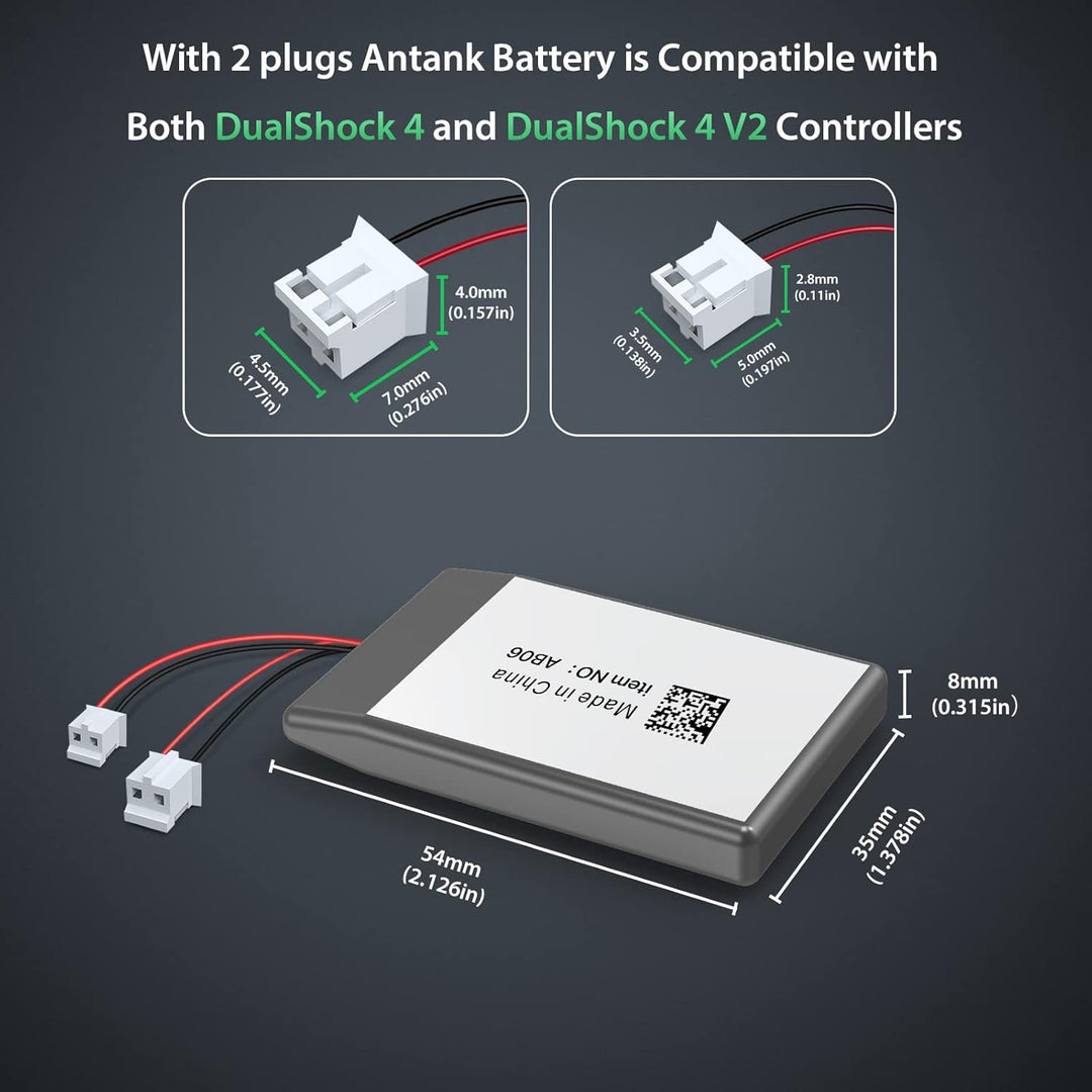 Antank Akku 2000mAh Kompatibel mit PS4 und PS4 Slim/Pro Controller DualShock 4 [CUH-ZCT1]/ DualShock