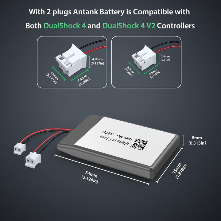 Antank Akku 2000mAh Kompatibel mit PS4 und PS4 Slim/Pro Controller DualShock 4 [CUH-ZCT1]/ DualShock
