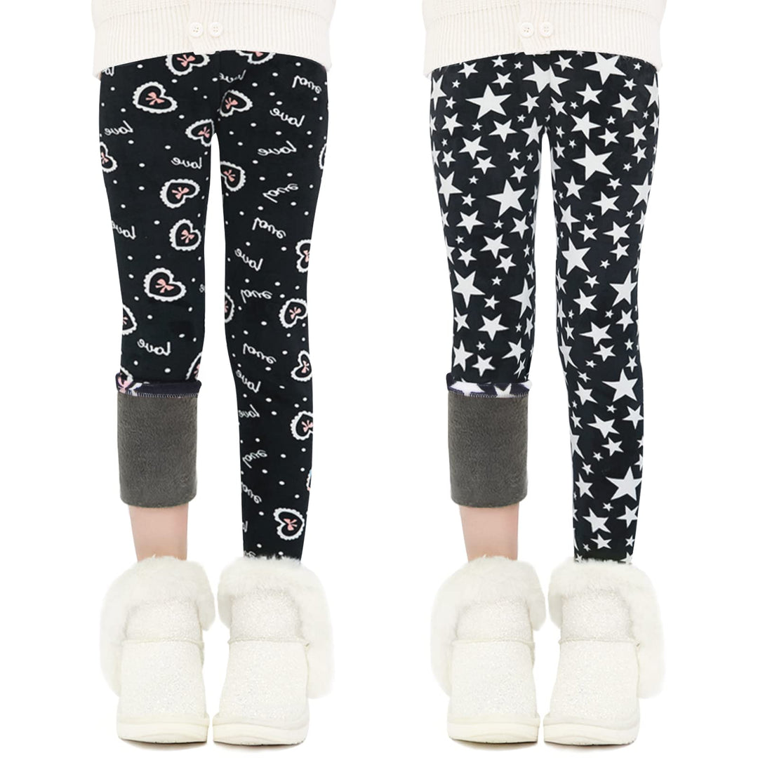 Auranso Thermo Leggings Mädchen Kinder Gefütterte Thermoleggings Winter Warme,2er-Pack 110-116 Liebe