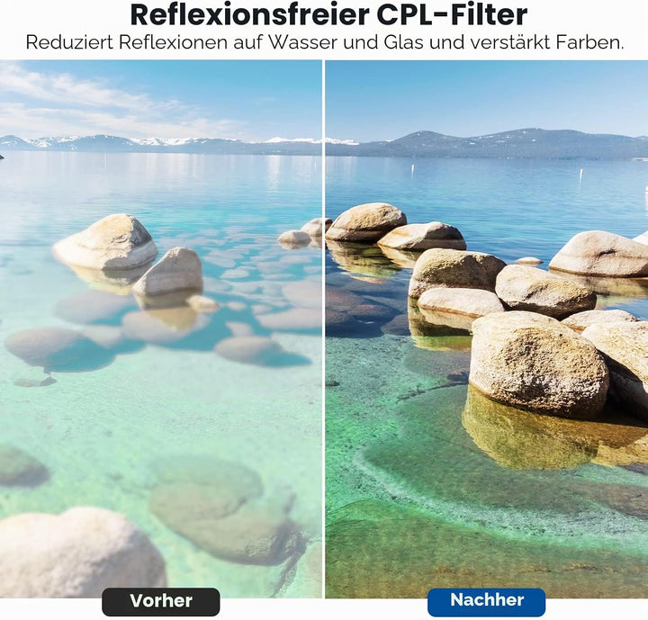 NEEWER 77mm ND Filter Set UV CPL(Polfilter) FLD ND2 ND4 ND8 Graufilter Gegenlichtblende und Objektiv