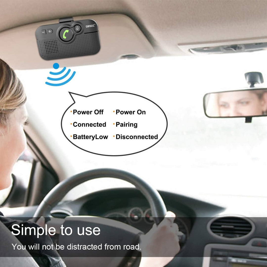SUNITEC Freisprechanlage für Auto Bluetooth: Support Siri Google Assistant Auto ON Unterstützung Spr