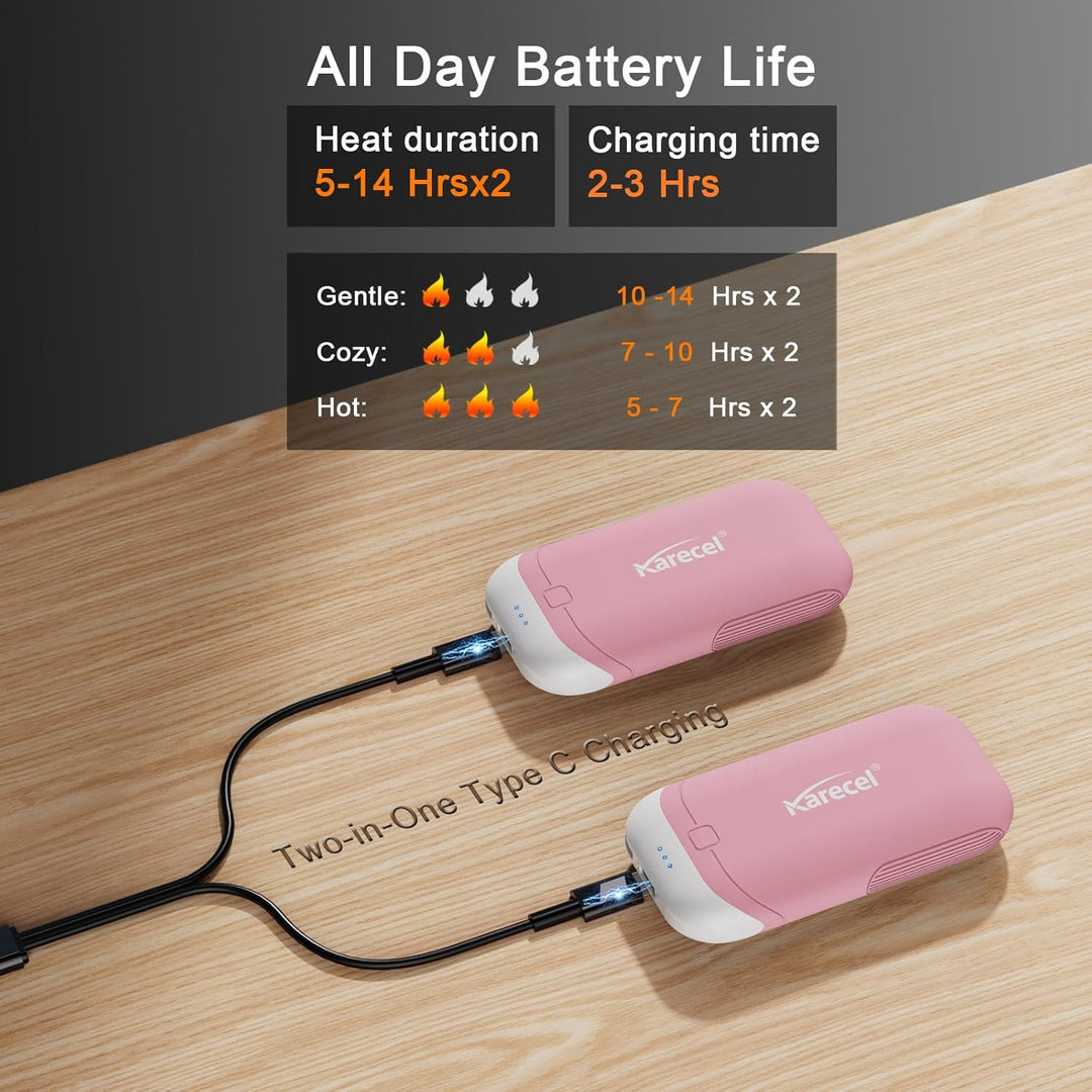 Karecel Handwärmer Elektrisch Wärmeleitendem Silikon 2 Pack, 10000mAh Tragbare Heizung Elektrische H