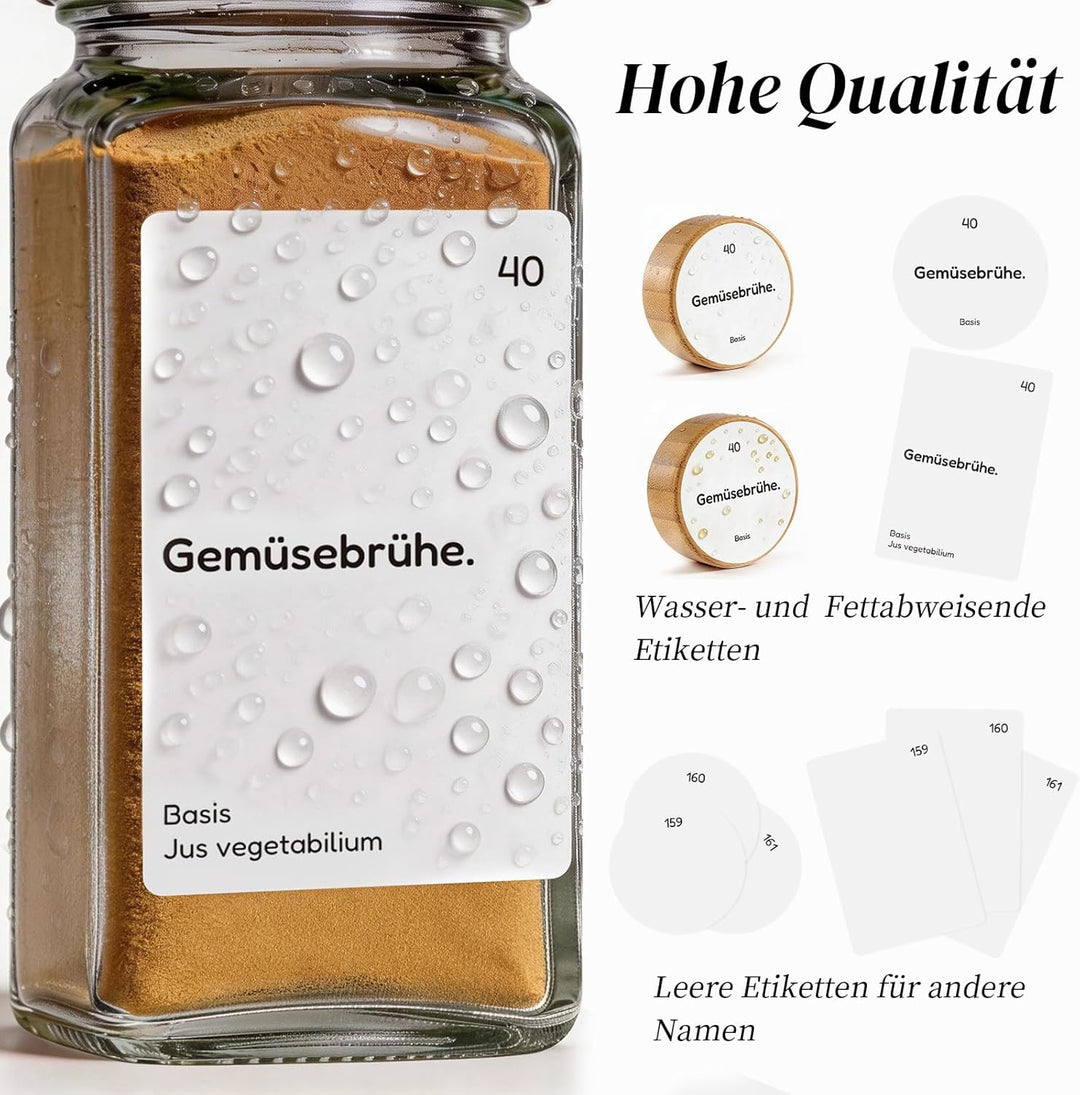 MHDCLY 24er Set Gewürzgläser Eckig mit Bambusdeckel (120ml) - Luftdichte Spice Jars & Gewürzstreuer