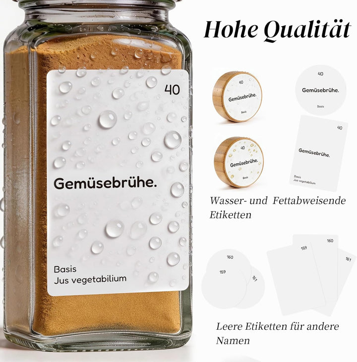 MHDCLY 24er Set Gewürzgläser Eckig mit Bambusdeckel (120ml) - Luftdichte Spice Jars & Gewürzstreuer