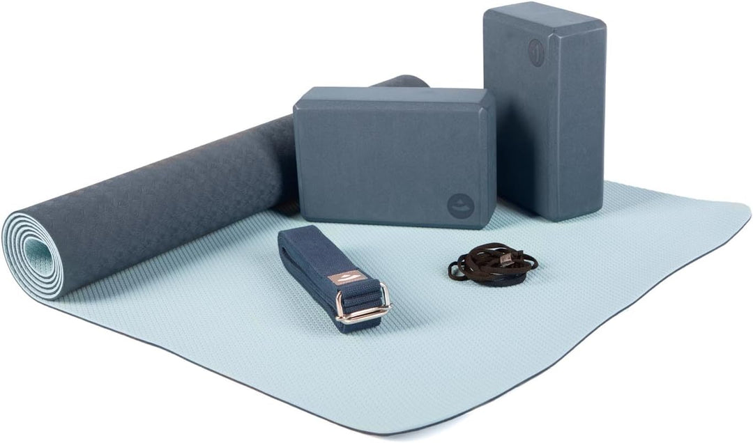 Bodhi Yoga Starter-Set Komplett | Set bestehend aus: 1 Yogamatte aus TPE, 2 Yoga-Bricks aus Eva (Moo