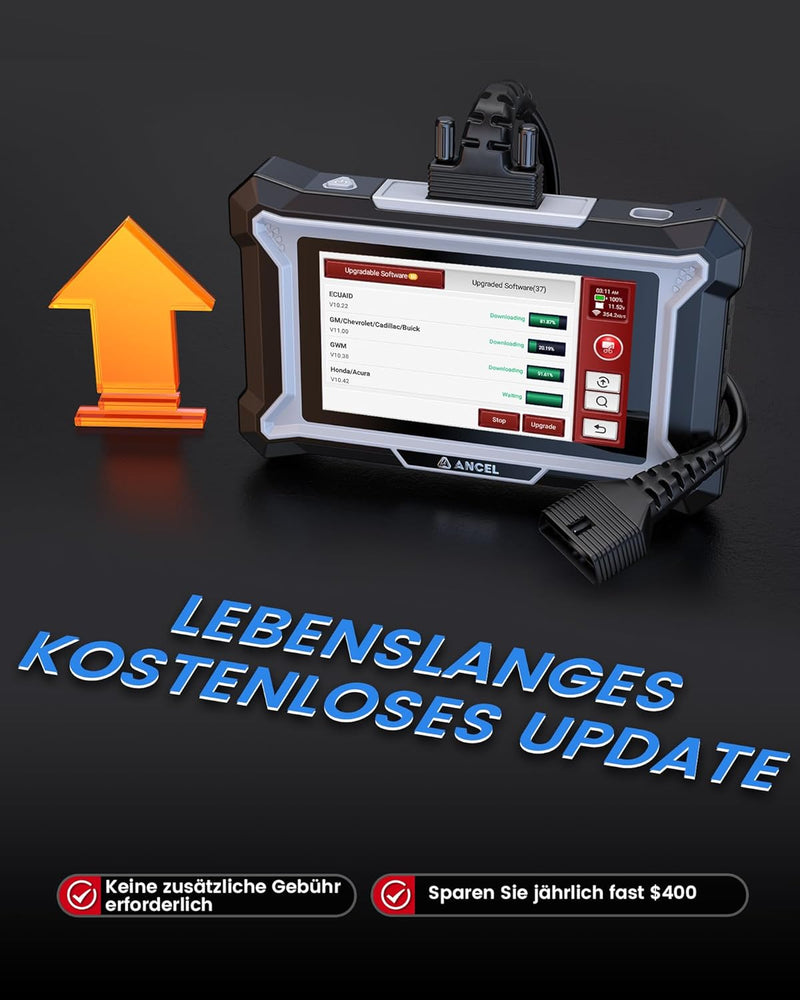 ANCEL DS100 OBD2 Diagnosegerät Auto, 4 System-Codeleser Motor/ABS/SRS/Getriebe für alle Fahrzeuge, 7