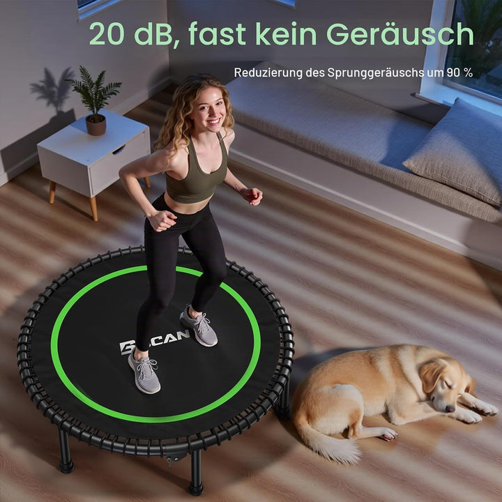 BCAN 204 kg Faltbares Mini-Trampolin, 102 cm Fitness-Trampolin für Erwachsene mit robusten Gummiseil