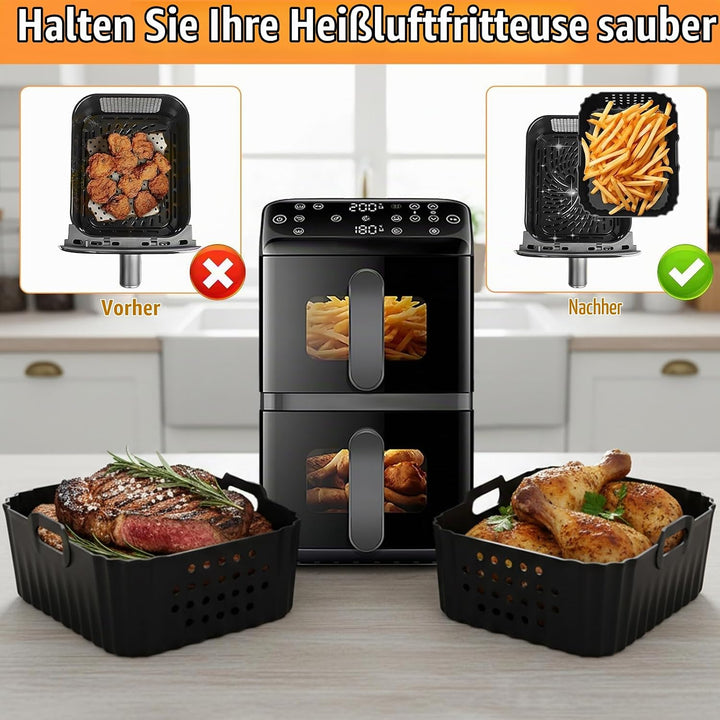 Airfryer Silikonform Heissluftfritteuse Zubehör für Philips Airfryer 4000 Series Stacked Dual Basket