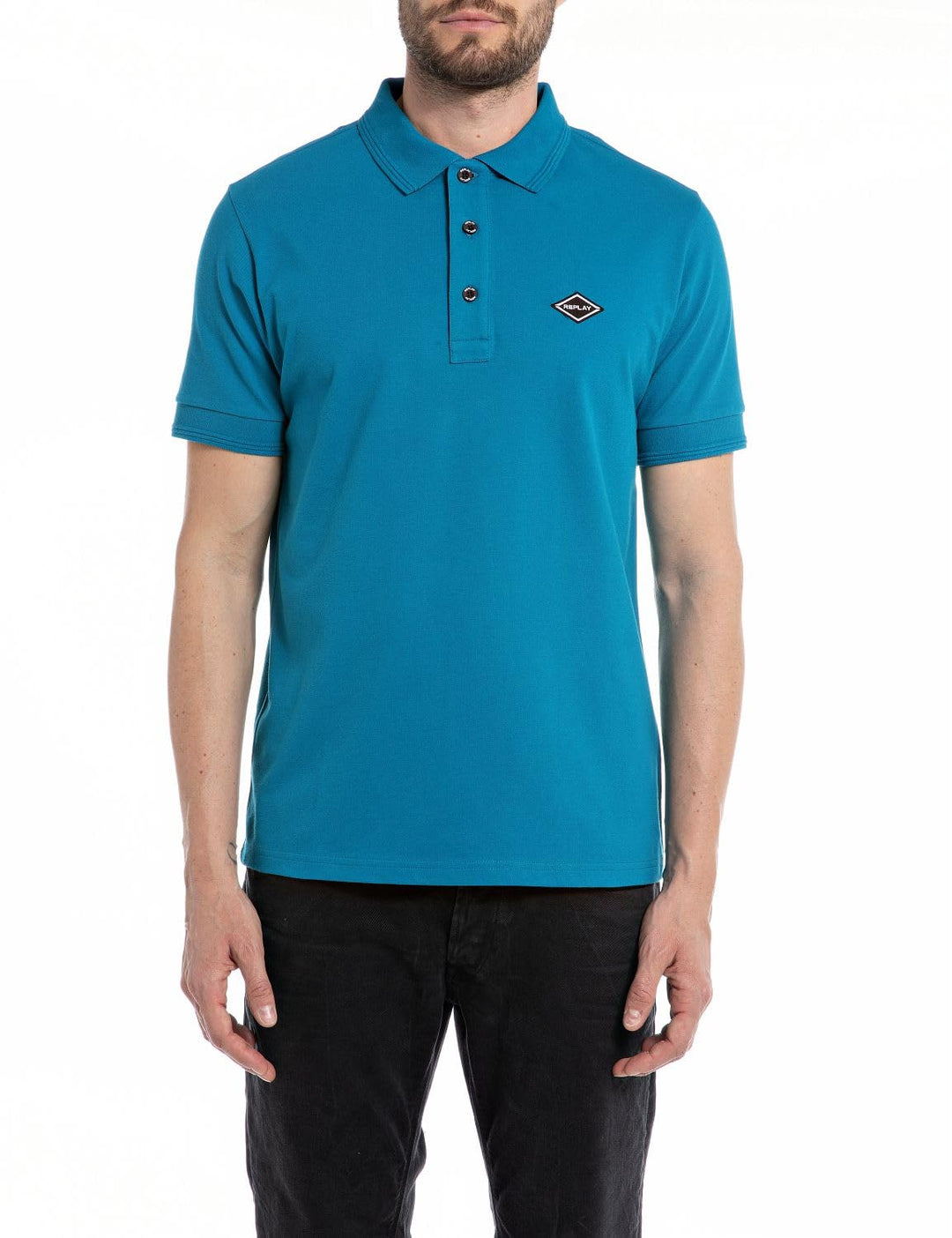Replay Herren Polohemd XS Ming Blue 182, XS Ming Blue 182