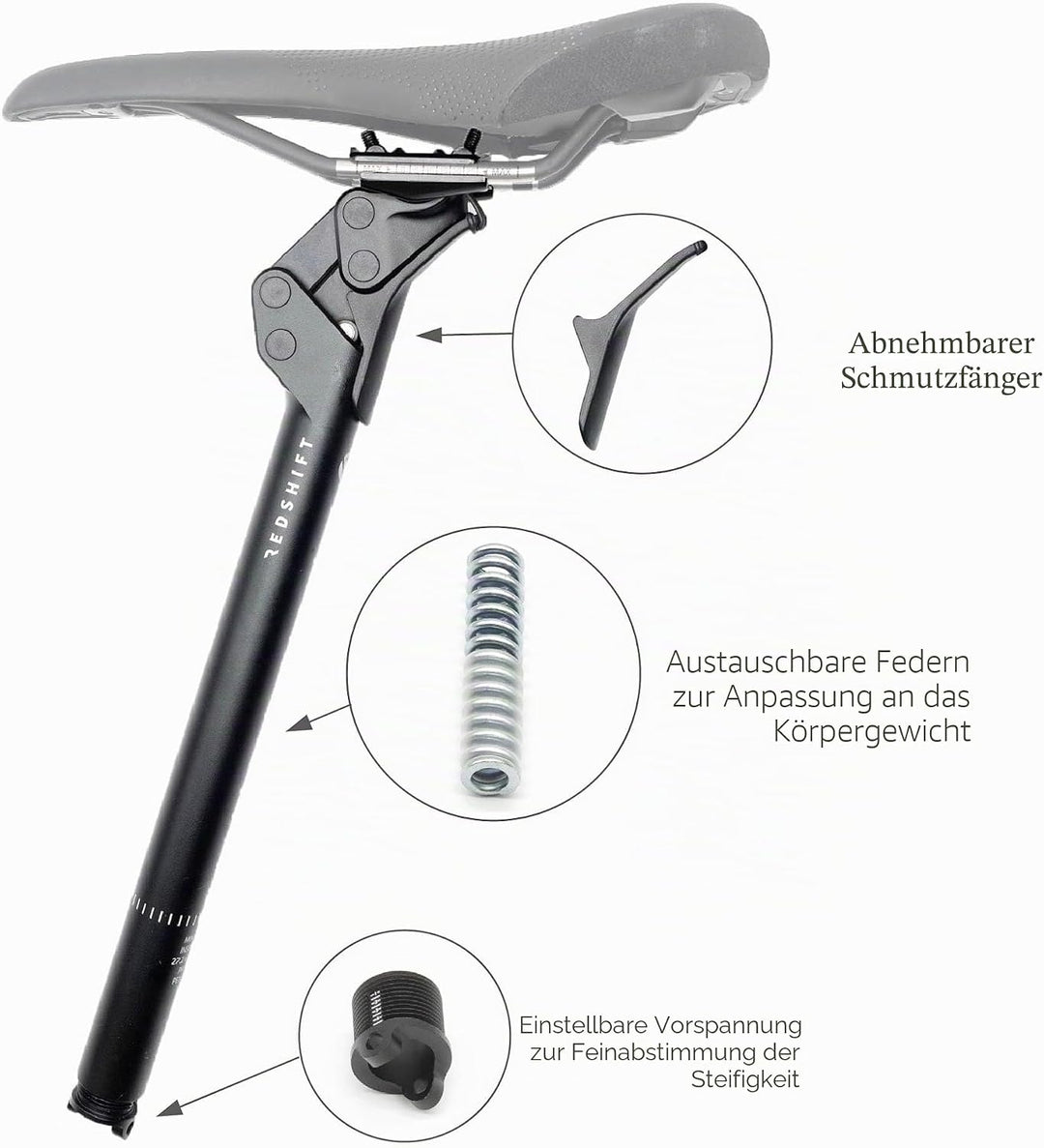 REDSHIFT ShockStop Federsattelstütze für Fahrräder, stossdämpfende Fahrradsattelstütze fürRennrad, G