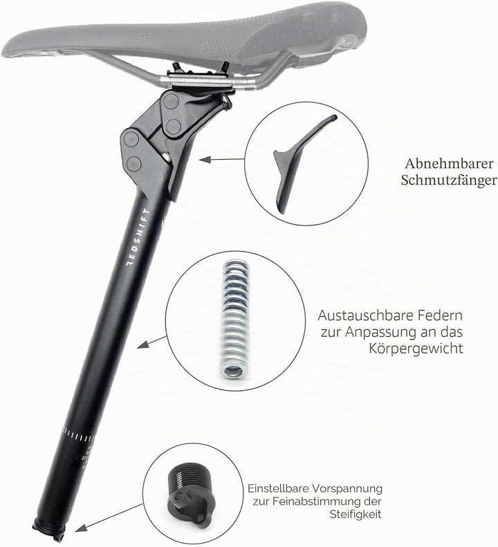 REDSHIFT ShockStop Federsattelstütze für Fahrräder, stossdämpfende Fahrradsattelstütze fürRennrad, G