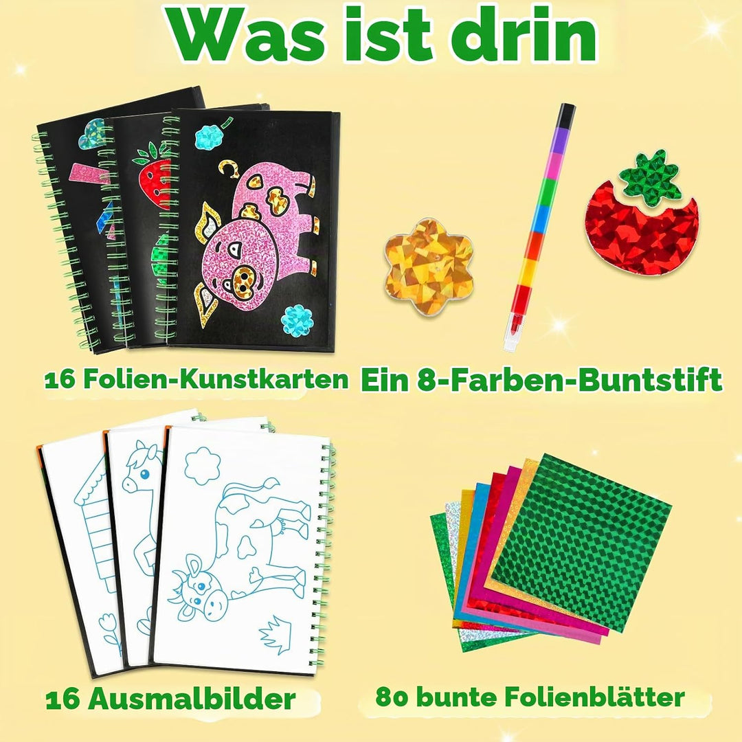 FUNNYB&amp;G Foil Art Kinder Kunst &amp; Bastelaktivität: Kreatives Reisespielzeug für DIY-Aktivität, Bastel