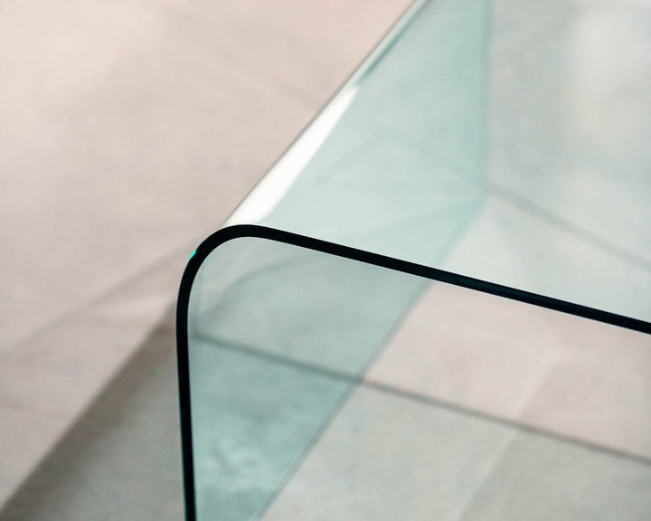 IMAGO FACTORY Greta | Wohnzimmer Glas Tisch, Moderner Sofa Tisch, Wohnzimmermöbel aus Glas, Couch Ti