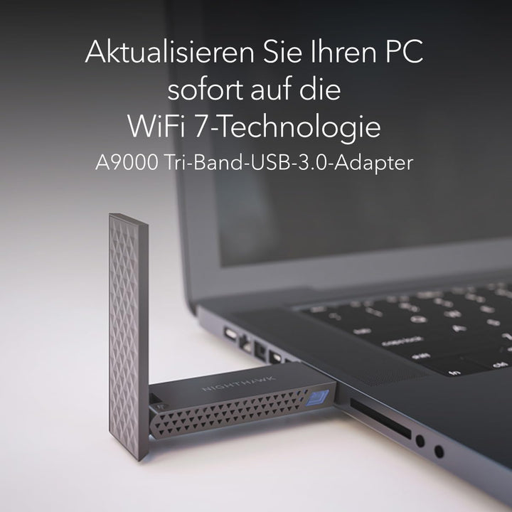 NETGEAR Nighthawk WiFi 7 USB 3.0-Adapter (A9000) – BE6000 Tri-Band Wireless Gigabit Speed (bis zu 6