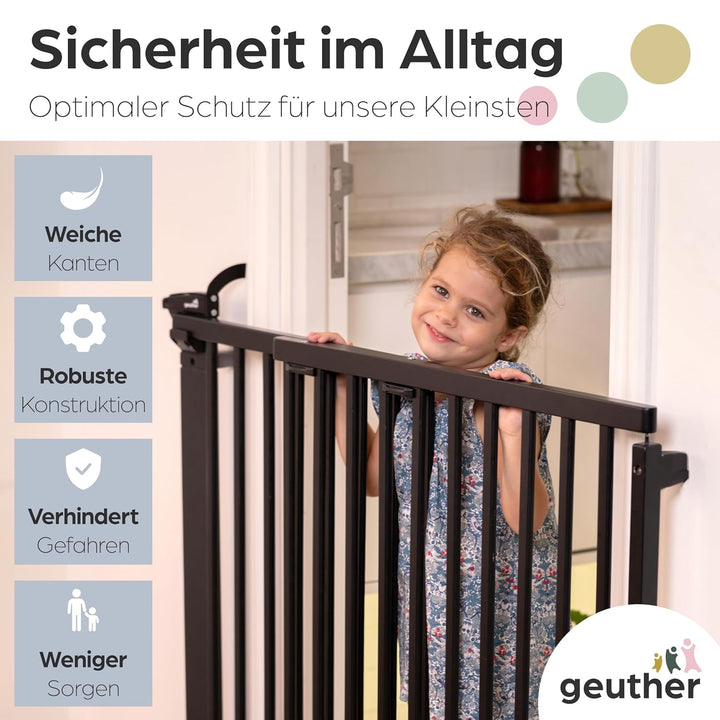 Geuther 2732+ schwenkbares Türschutzgitter, TÜV/GS zertifiziert, Türgitter, Treppenschutzgitter (58